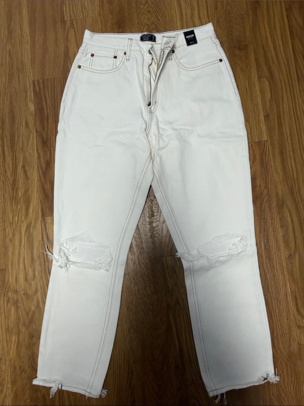 Abercrombie & Fitch Women's high rise mom Distressed Jeans